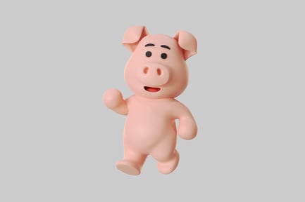 Preview: Cartoon cheerful pink pig
