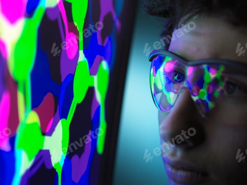 Preview: Student understanding the design of a molecular structure on computer screen in laboratory