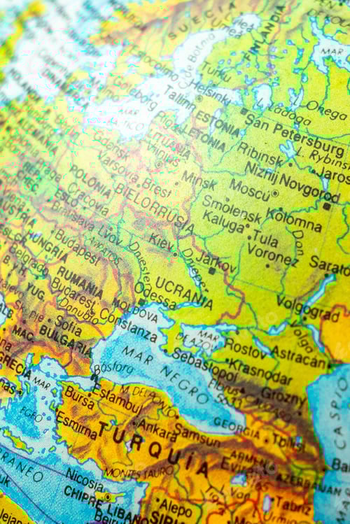 Preview: the map of eastern europe on a globe