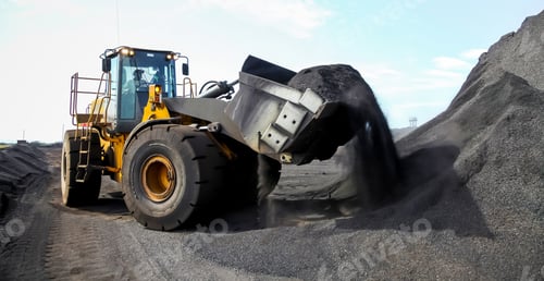 Preview: Yellow dumping truck captured outside a coal mining site