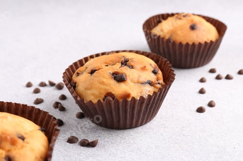 Preview: Chocolate Chip Muffins on a Light Background