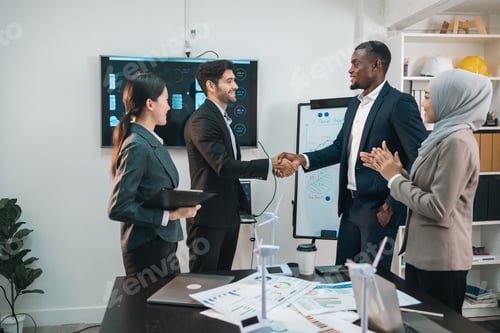 Preview: Successful Business Team in Office Cooperation, Professional Partnership Communication Colleagues