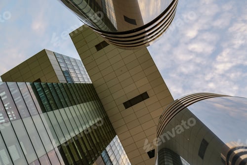 Preview: Low angle shot of a modern building from beneath in Cologne