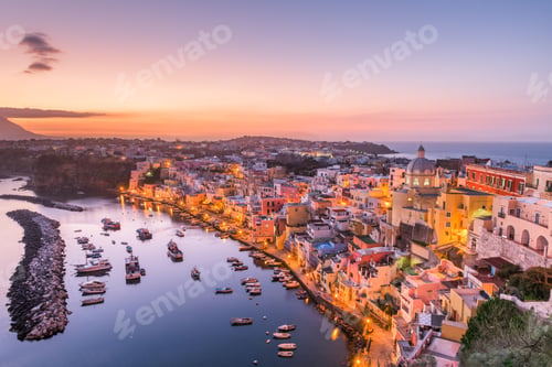 Preview: Procida, Italy Old Town Skyline in the Mediterranean Sea