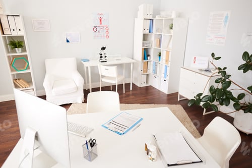 Preview: Interior of Empty Doctors Office in Modern Clinic