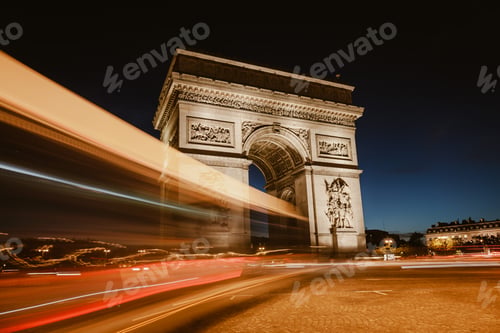 Preview: Night view of Arc de Triomphe - Triumphal Arc in Paris, France