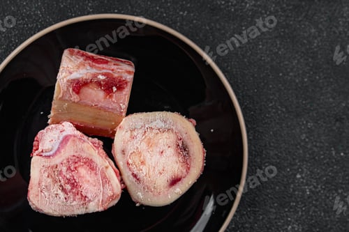 Preview: raw bone food bone marrow fresh eating cooking appetizer meal food snack on the table copy space