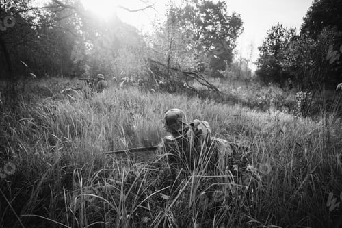 Preview: German Wehrmacht Infantry Soldier In World War II Hidden Sitting