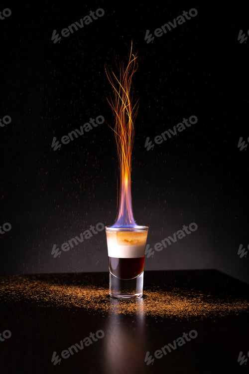 Preview: B-52 cocktail on fire with sparkles