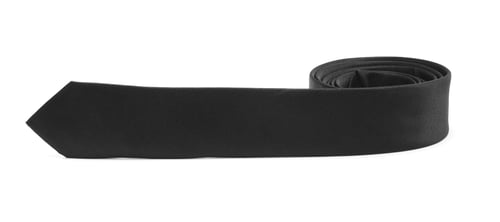 Rolled Black Necktie Isolated on White Background