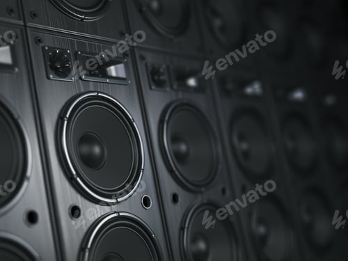 Preview: Multimedia acoustic sound speaker system. Music concept backgr