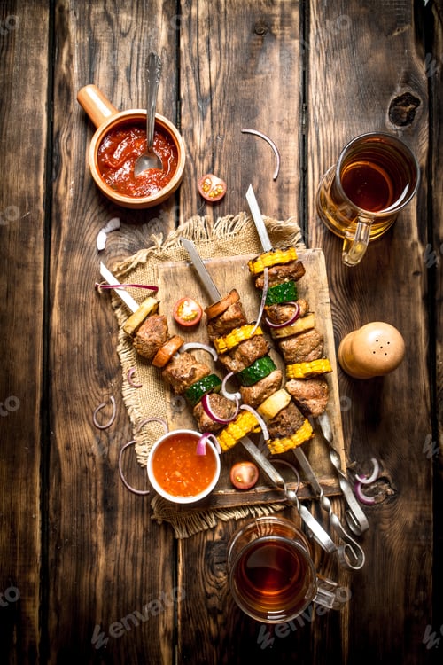 Preview: Shish kebab with beer and hot sauce.
