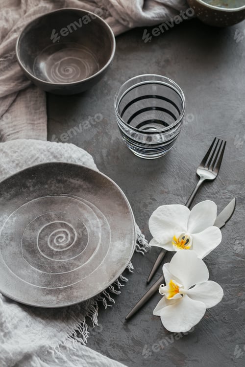 Preview: Elegance table setting in dark grey color