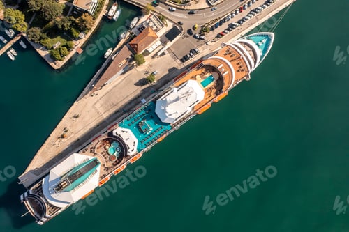 Preview: Aerial view of a big cruise ship