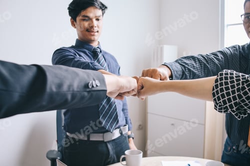 Preview: Unity of Worker, Group of Businesspeople Stacking Hands