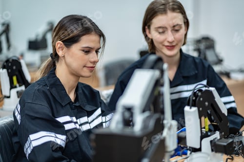 Preview: Team woman engineers practicing maintenance Taking care and practicing maintenance