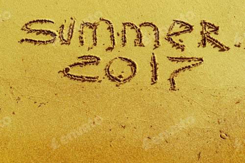 Preview: Inscription On Sand The Word Summer And Figures Of Date 2017