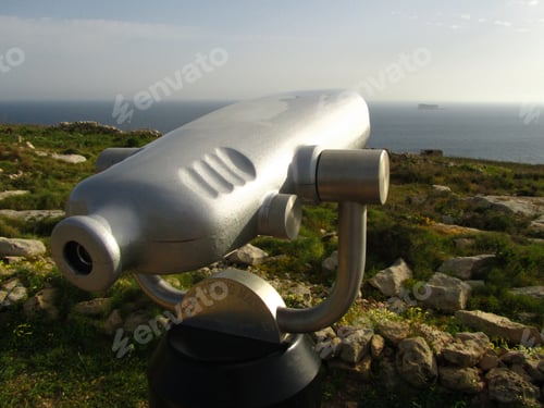 Preview: Closeup shot of a telescope in the Island of Filfla, Maltese Islands, Malta