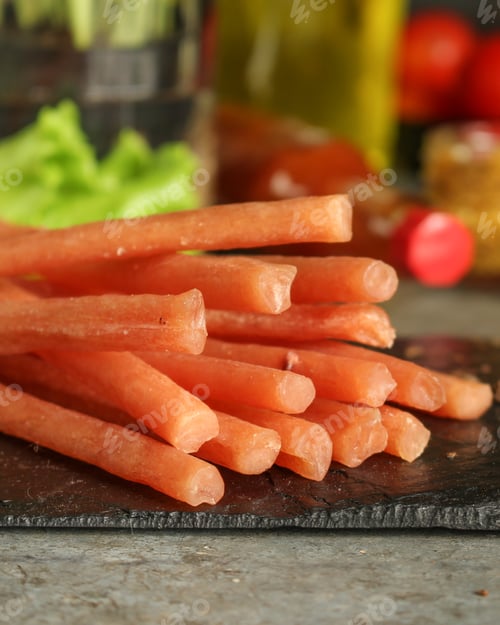 Preview: Salami Cheese-Dried Smoked Sliced Slices (Sausages) . Food Background
