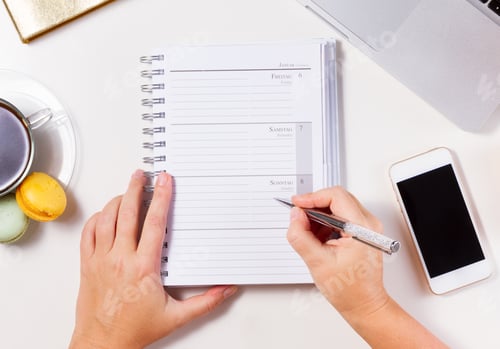 Preview: Feminine workspace, top view