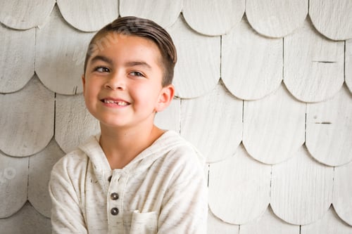 Preview: Portrait of Mixed Race Young Hispanic and Caucasian Boy