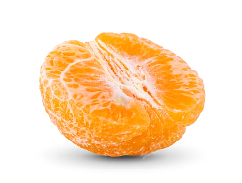 Preview: Fresh peeled tangerine isolated on white background.