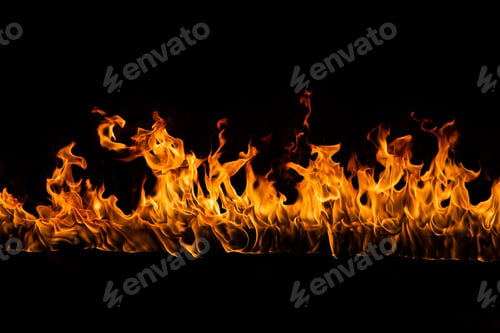 Preview: Blazing flames on black background