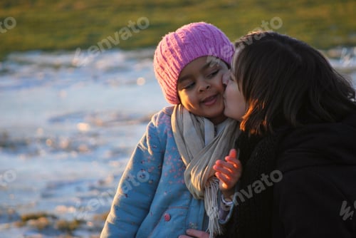 Preview: Autumn walk of a mother bad dauhter - kiss