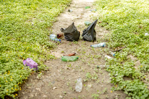 Preview: Scattered plastic garbage on nature