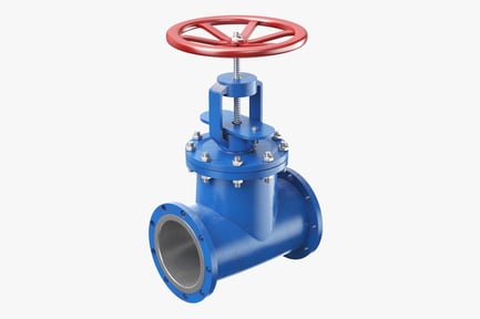 Preview: Industrial Gate Valve - Blue Body, Red Wheel