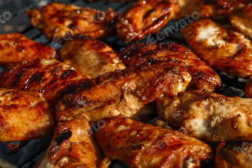 Preview: Chicken buffalo wings cooked on BBQ grill