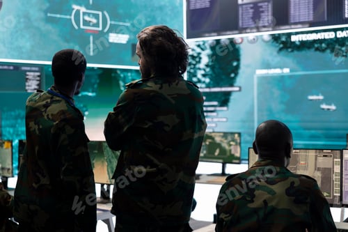 Preview: Military personnel discussing about enemy vessel trajectory in control room