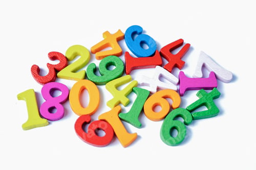 Preview: Math number colorful on white background, education study mathematics learning teach concept.