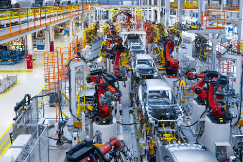 Preview: Automotive production line. Welding car body. Modern car Assembly plant