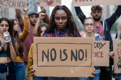 Preview: Activist Proclaiming 'No Is No' at Rally