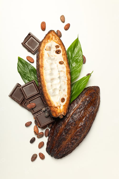 Preview: Concept of fresh and aromatic food - cacao beans