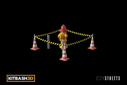 Preview: Kitbash: City Streets - Cordoned Off Fire Hydrant