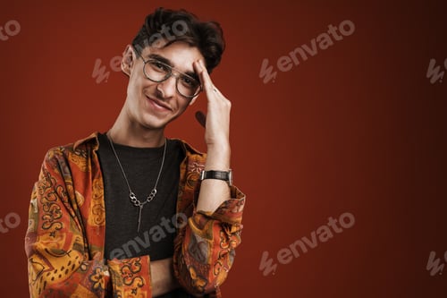 Preview: Close up of a young teenage boy wearing glasses