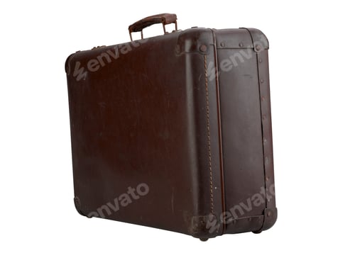 Preview: Old brown suitcase isolated on white