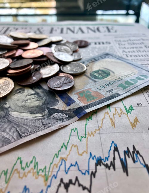 Preview: Finance Data and Money on Newspaper