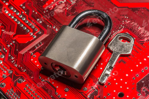 Preview: padlock on a computer circuit board