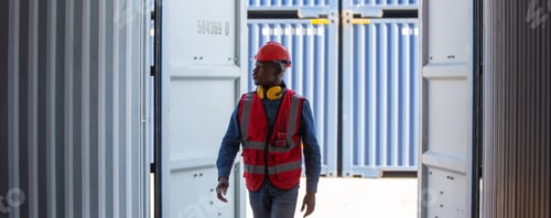 Preview: Foreman or worker work at Container cargo site check up goods in container.