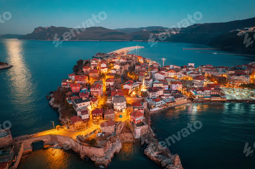 Preview: Aerial view of historic Ottoman and Turkish town Amasra view from drone.