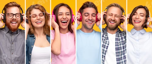 Preview: Cheerful young people listening to music