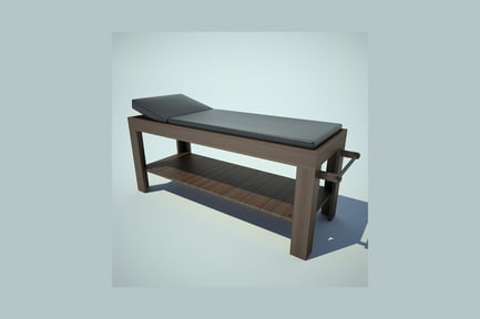 Preview: Wooden bench with cushion and armrest