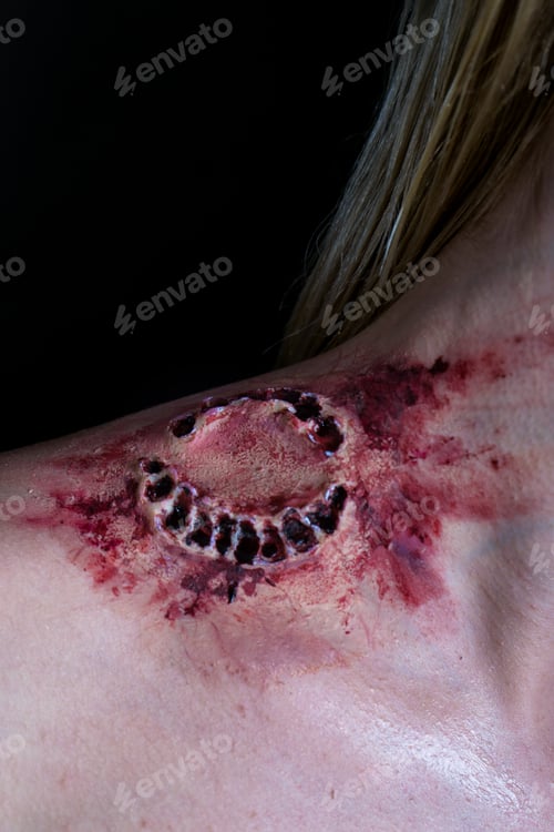 Preview: Fresh bloody bite from a zombie or monster