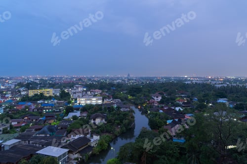 Preview: Aerial top view of lush green trees in tropical forest in park. Natural landscape background