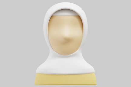 Preview: Head and neck in a hooded garment.