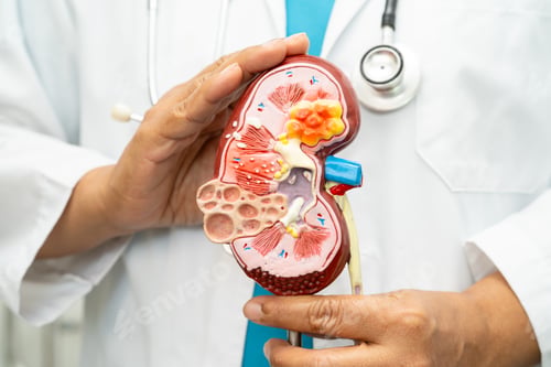 Preview: Kidney disease, Chronic kidney disease ckd, Doctor hold human model to treat and study in hospital.