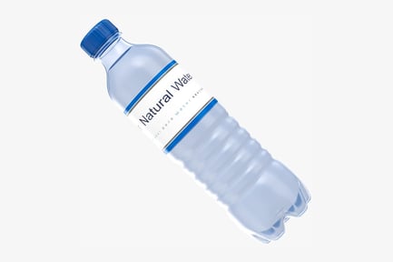 Preview: Clear Plastic Water Bottle with Blue Cap and Label